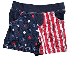 2 For $5 Sale Girl's Patriotic Denim Shorts  Red White Blue Stars  Stripes 6/6X